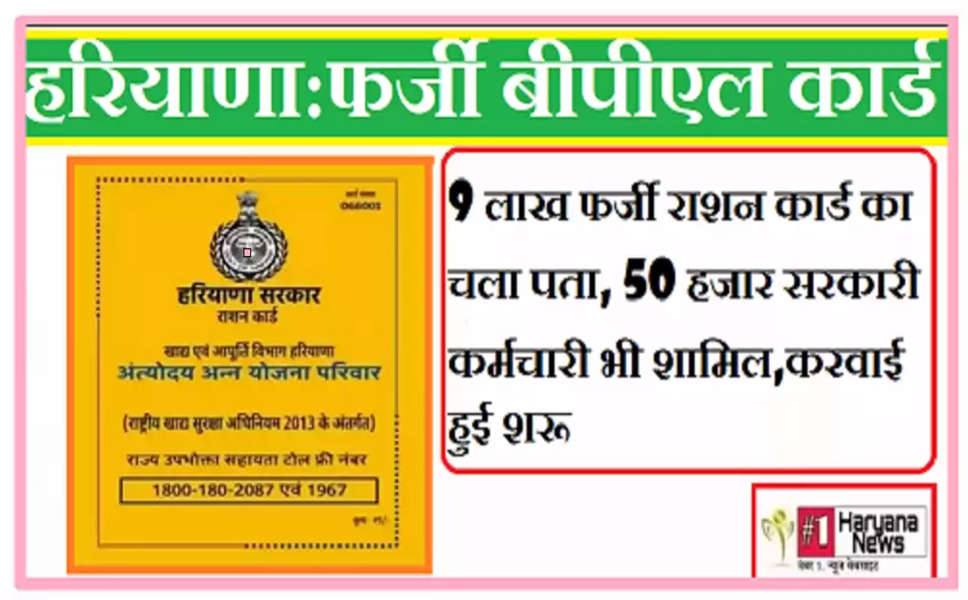 Haryana BPL Card: 9 लाख फर्जी राशन कार्ड का चला पता, 50 हजार सरकारी कर्मचारी भी शामिल,करवाई हुई शरू