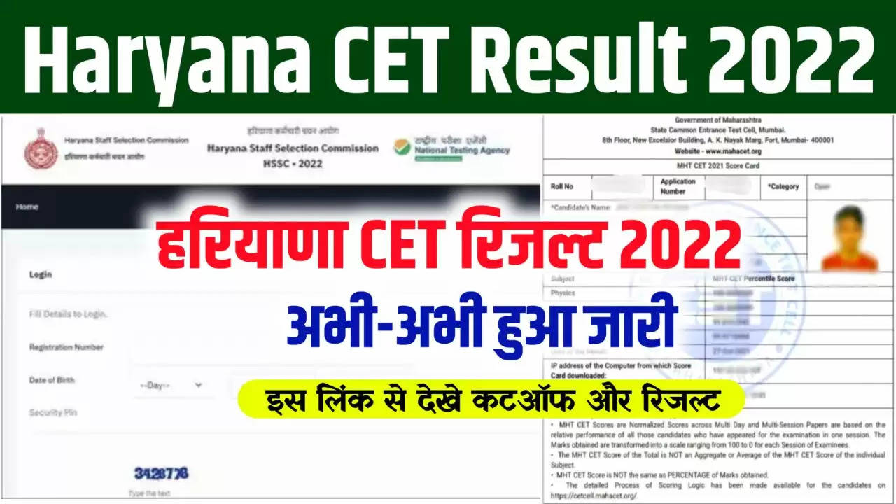 Haryana CET Result 2022 Direct Link सीईटी रिजल्ट hssc.gov.in CET Cut Off & Scorecard